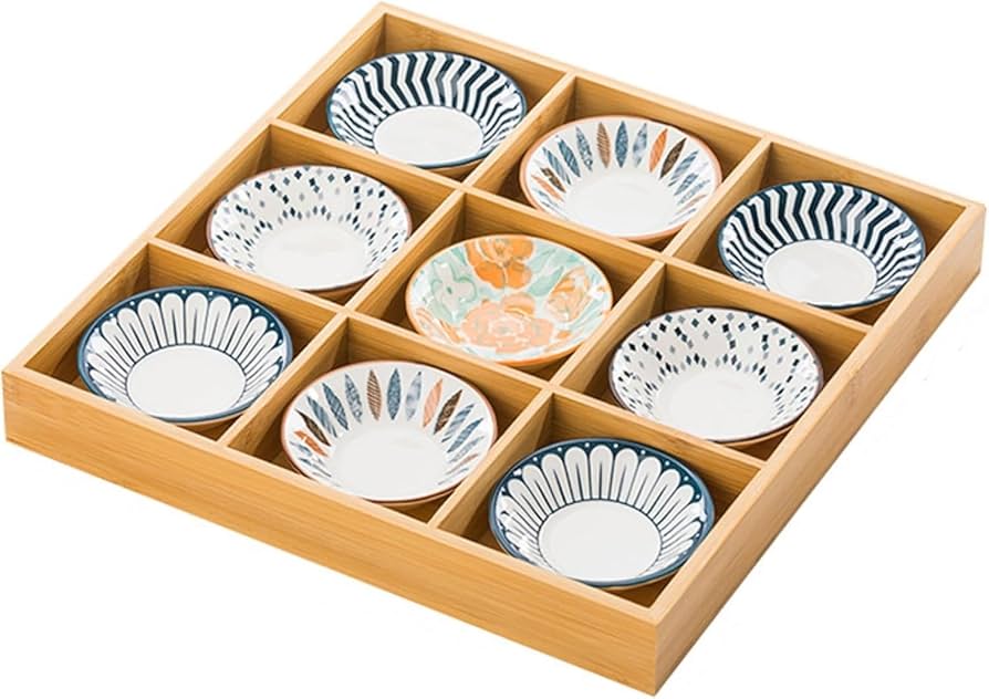 Amazon | Mirakasa仕切りトレー 小皿 セット 醤油皿 食器木箱仕切り皿